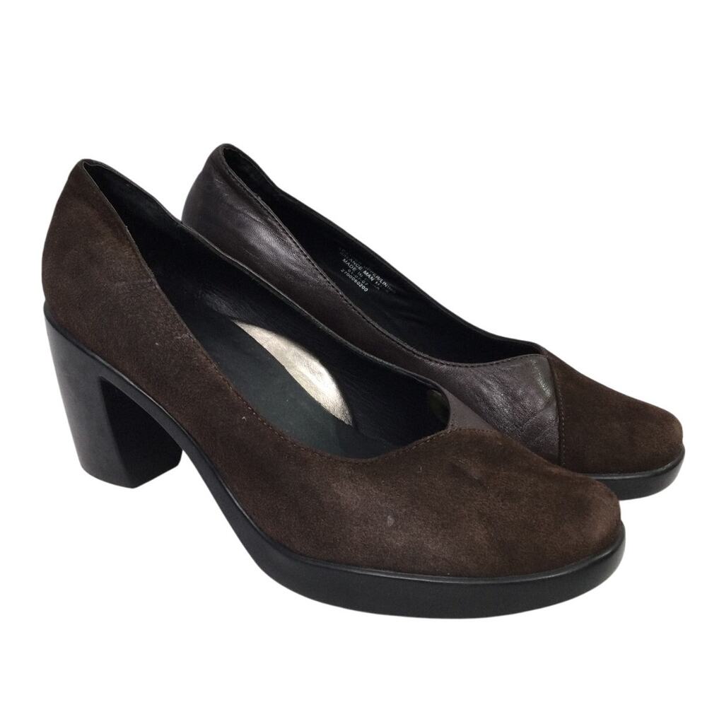 Dansko Tuttie Pumps Soft Leather Suede Round Toe Chunky Heel Comfort Shoe 37